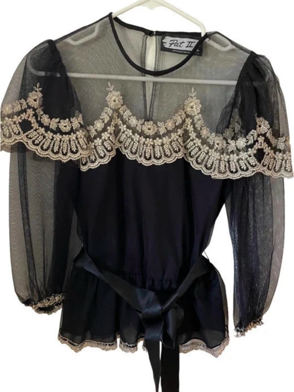 Vintage Sheer Embroidered Blouse